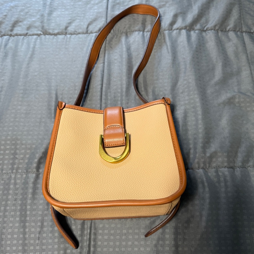 antik kraft purse Handbag Shoulder Bag Adjustable Strap Tan Faux Leather